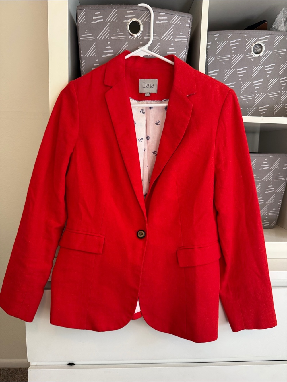 Dalia Red Single-Button Notch Lapel Blazer